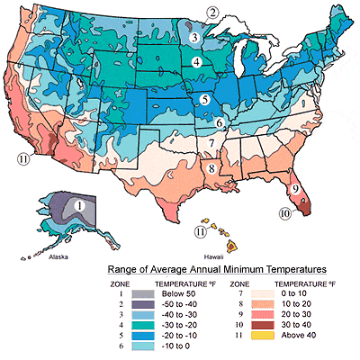 USDA Growing Zone Map